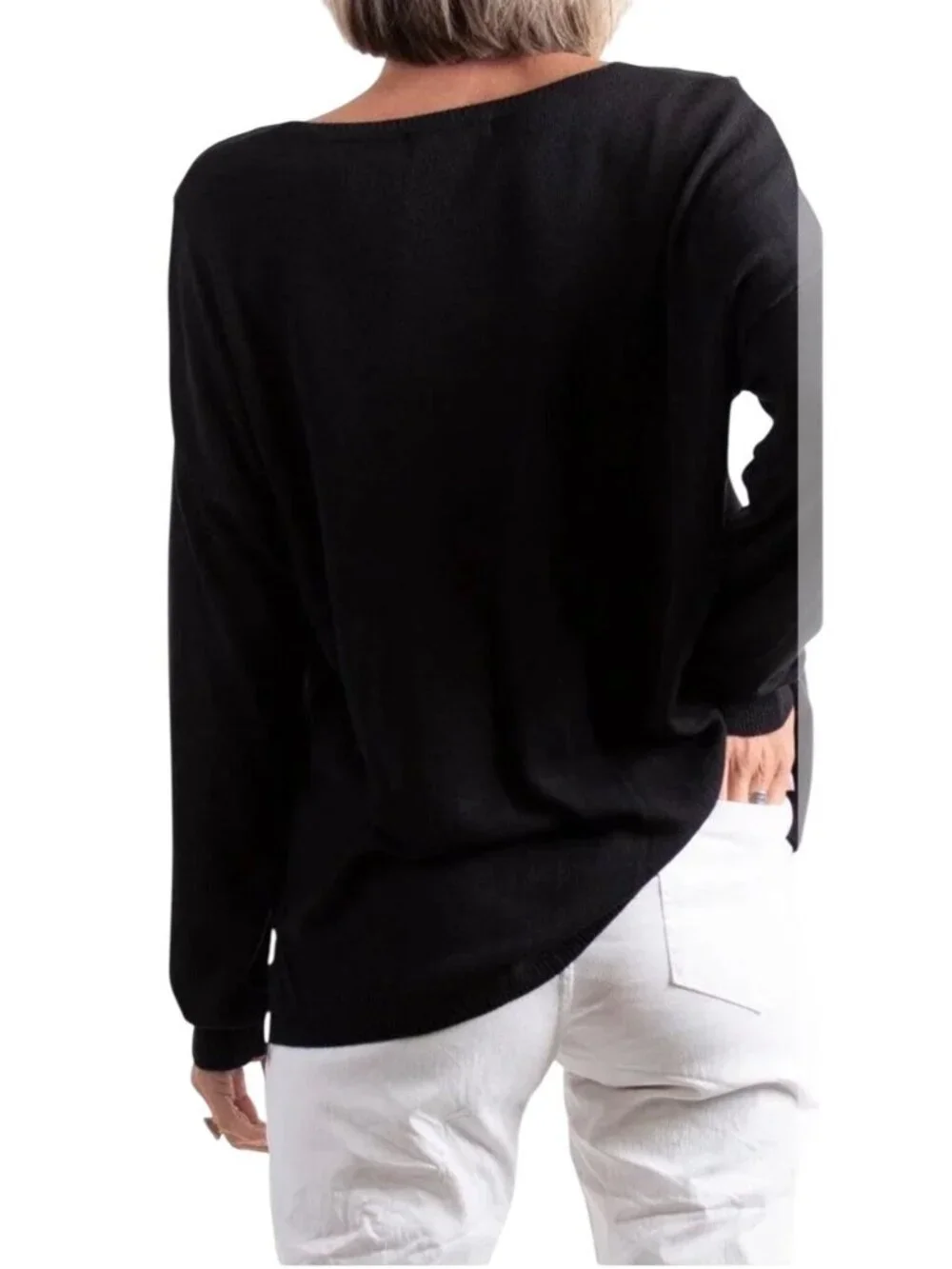 Gigi Moda Maya Knit Sweater With Metallic Brush Stroke Design - One Size f